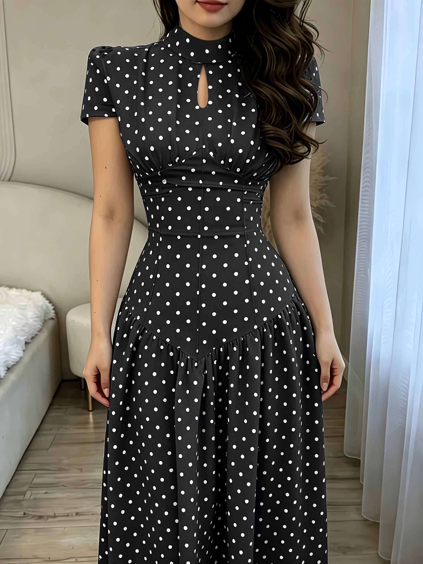 Women's Summer Floral Mandarin Collar A-Line Dress