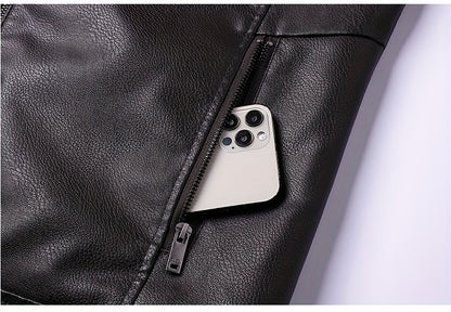 Siji Dou OBM Men's Coat, New Autumn/Winter Fleece-Lined Jacket with Faux Fur Collar, Trendy Casual Jacket for Men