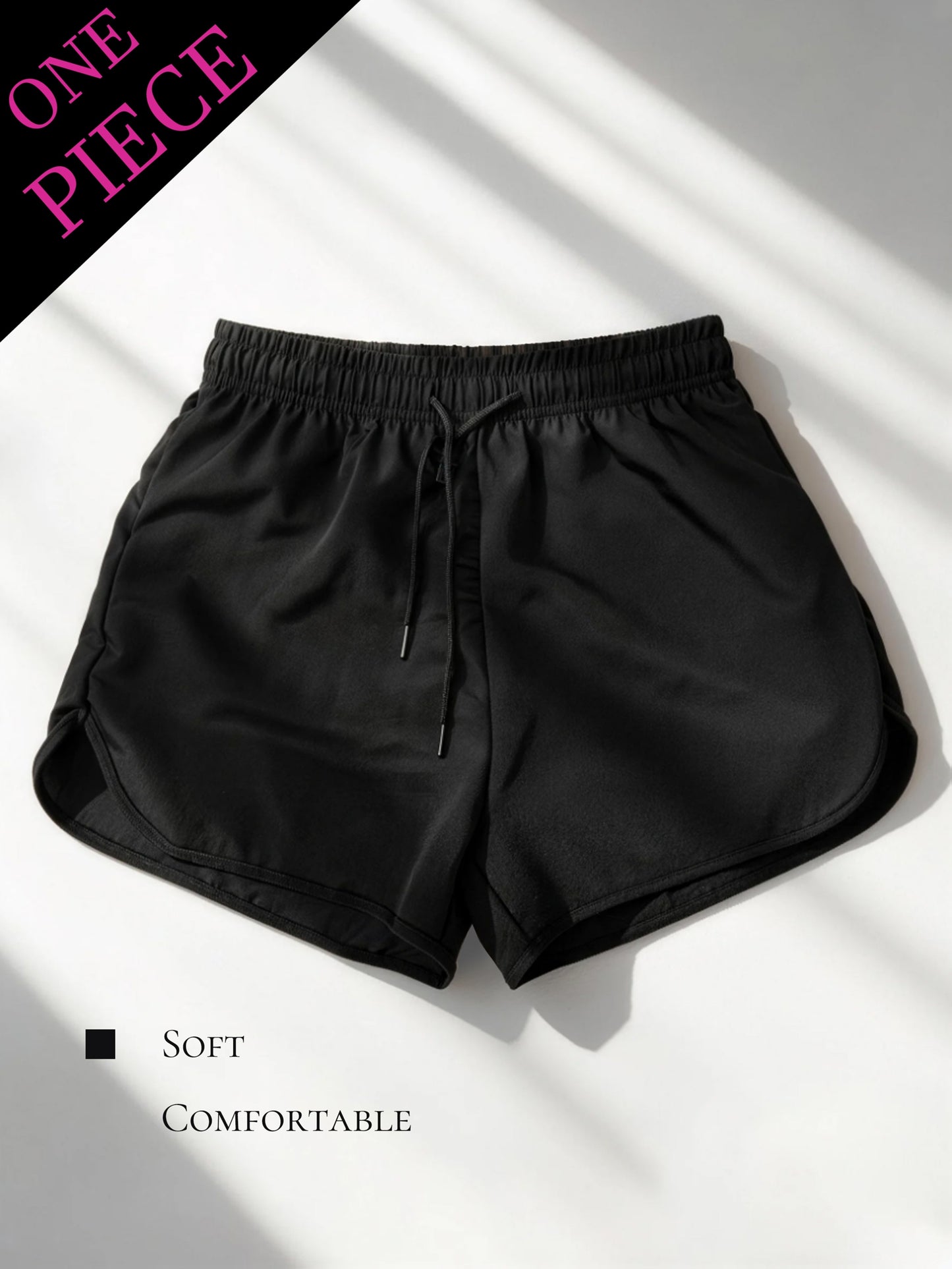 Women's Summer Black Bermuda Shorts with Elastic Drawstring Waist