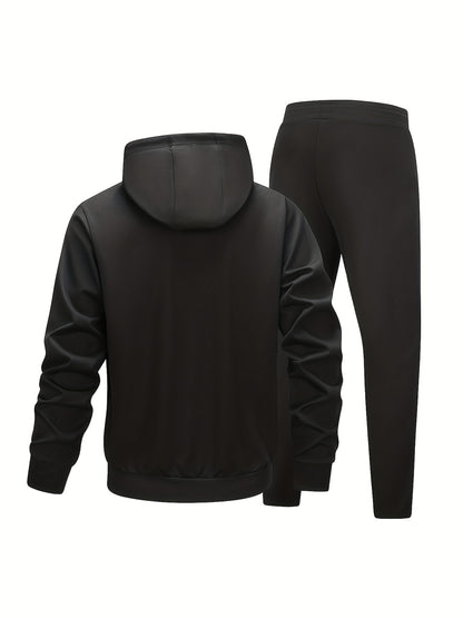 Men's Casual Sportswear Set - Polyester, Perfect T-shirt for Running and Home Leisure, Fitness Wear, Outdoor Activities, Workout Outfits, Stylish Sportswear, Comfortable Fit, Durable Construction, Two-piece Set, Active Lifest