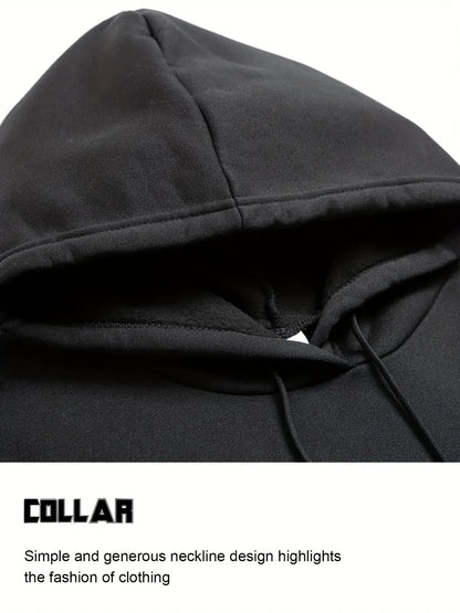 Men'S Boston Print Hoodie And Sweatpants Set - Casual Long Sleeve, Slight Stretch Fabric, Pockets, Suitable for Autumn And Winter, Sportswear, Casual Attire | Hoodie | Sport Pants with Pockets, Everyday Wear