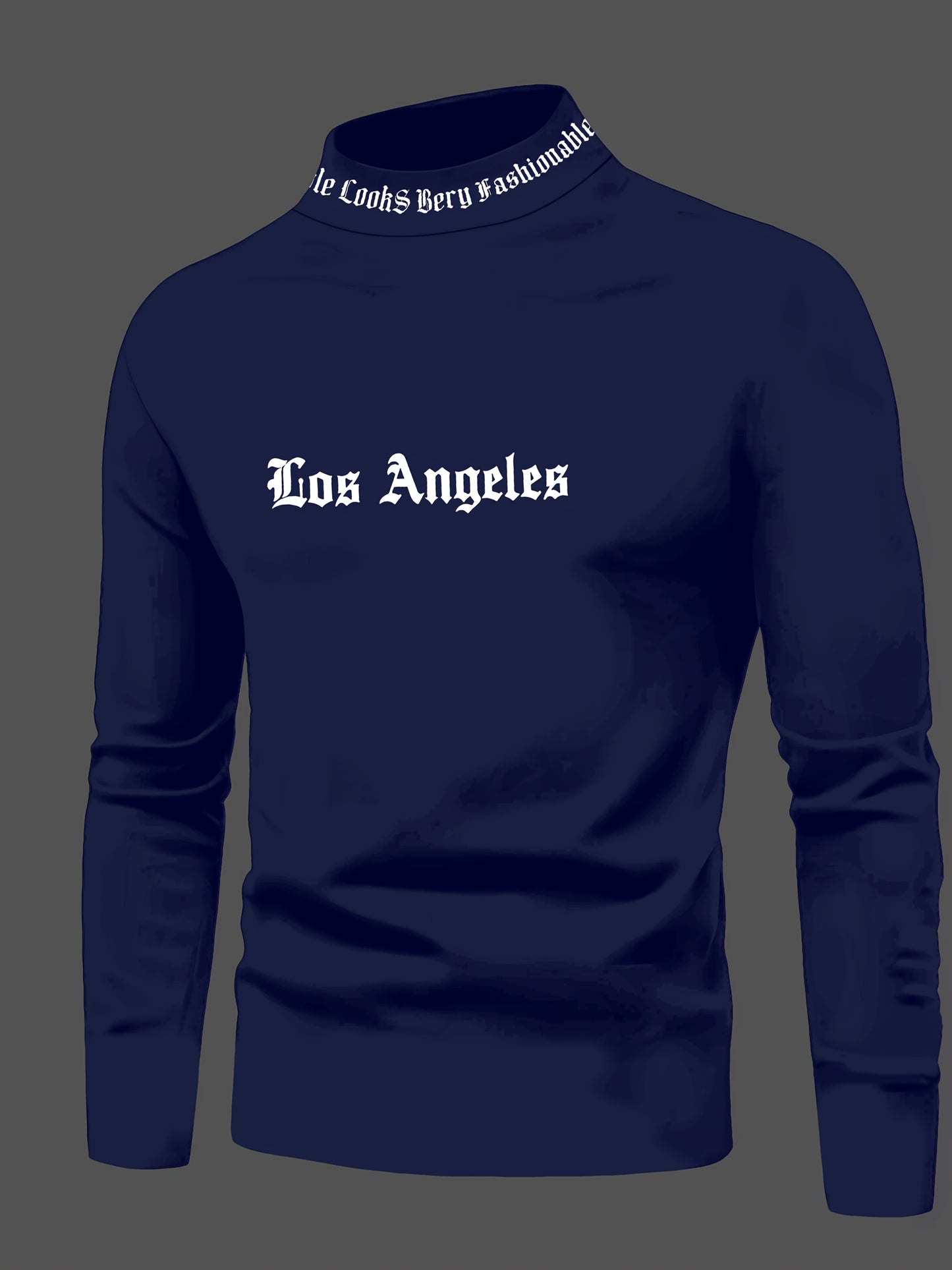 Men'S Long Sleeve Crewneck T-Shirt - Los Angeles Print, Soft Fabric, Casual Fit for Fall Sports  Fitness Activities, Weekend Casual Top   Trendy Casual Style   Smooth Texture Fabric