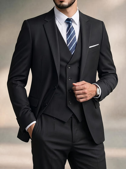 Men's Slim-Fit Two-Button Notch Lapel Suit Jacket