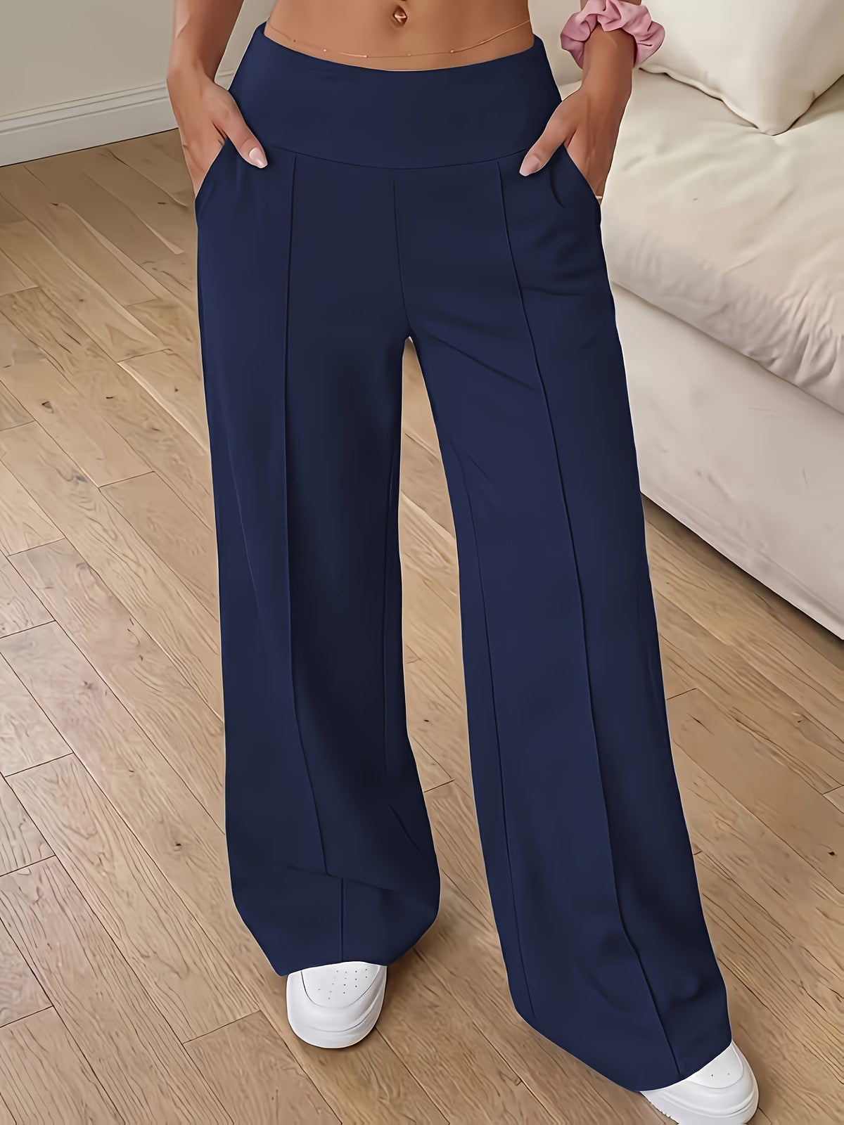 High-Waist Tummy Control Flared-Leg Pants with Pockets