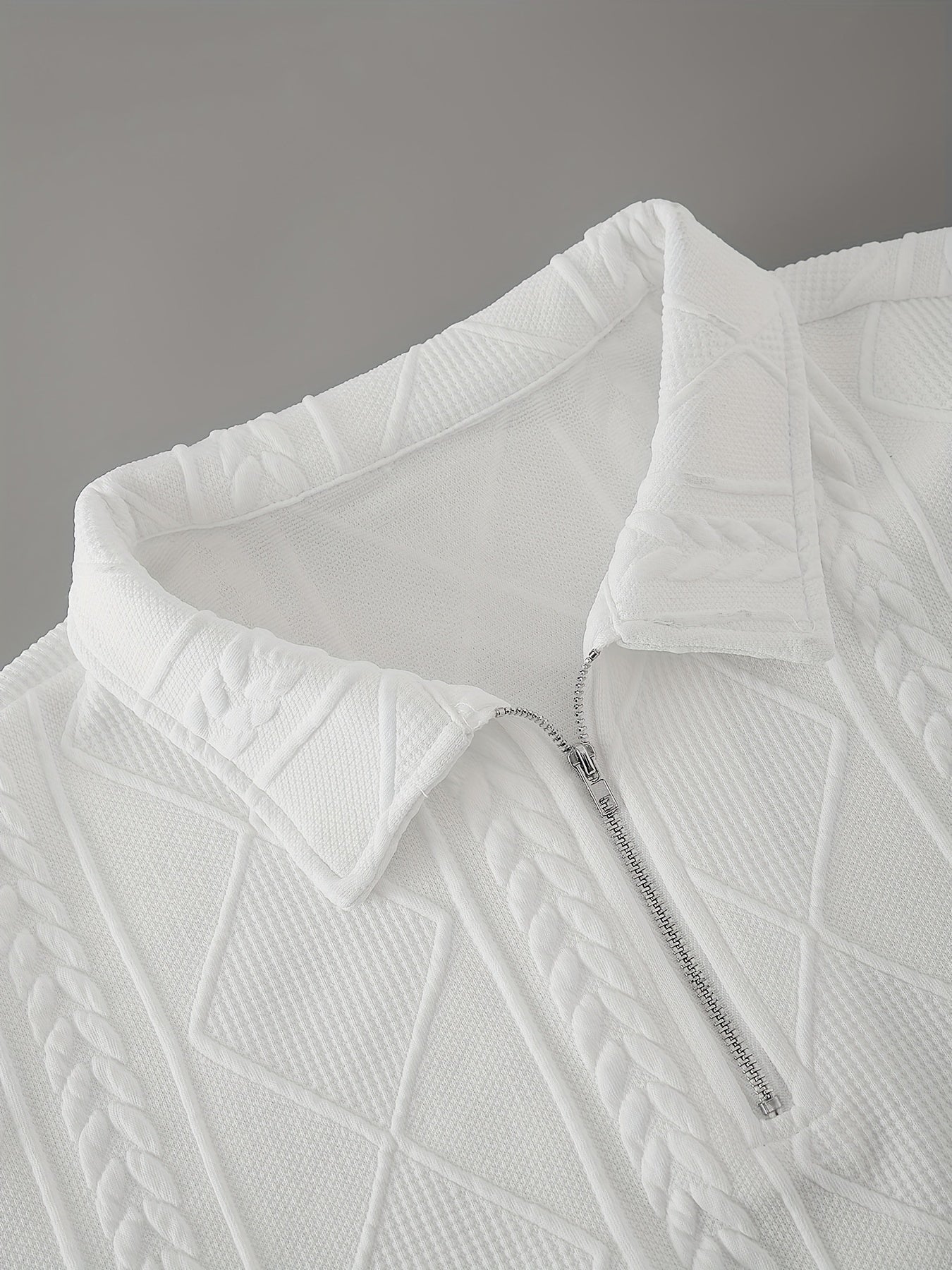 Men's Suit Short Sleeve Shorts Jacquard Casual Zipper Fashion Summer Outerwear Two Piece Set