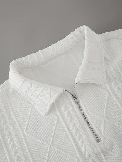 Men's Suit Short Sleeve Shorts Jacquard Casual Zipper Fashion Summer Outerwear Two Piece Set