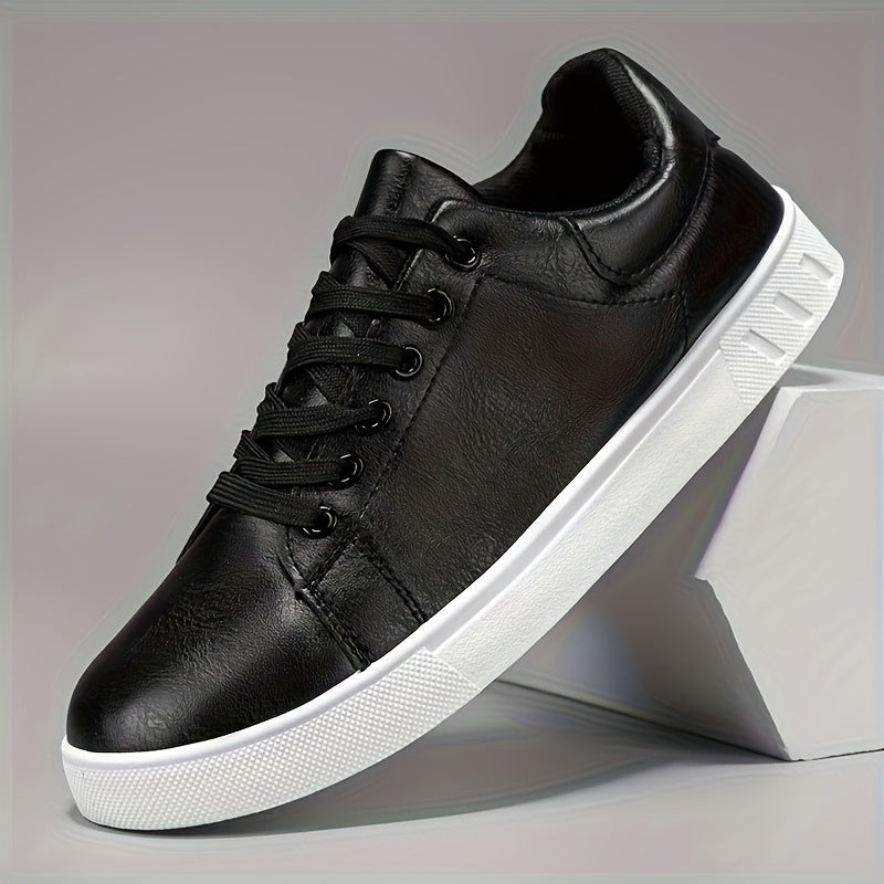 Men's Casual Lace-Up Sneakers with Durable Soft Sole, All-Season
