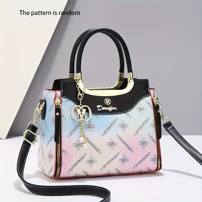 LOEYN Women'S Elegant Crossbody Bag with Detachable Strap - Chic Floral & Butterfly Print, Golden-Tone Hardware, Zipper Closure, Polyester Lining - Perfect Gift for Mom, Versatile Shoulder & Handbag, Fashion Accessory | Flora