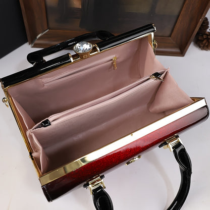 Vintage Red Crossbody Bag for Women with Rhinestone Detail