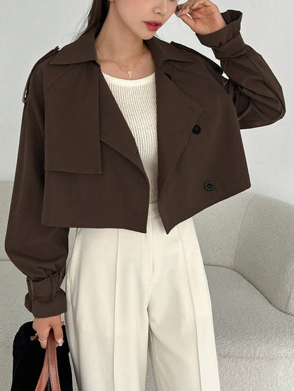 Women's Elegant Solid Color Short Windbreaker Jacket - Lightweight Versatile Outerwear for Casual & Formal Outfits, Easy Care Hand Wash/Dry Clean, Durable Fabric