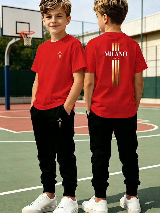 Boys' Milano Geometric Tee & Pants Set for Spring to Fall