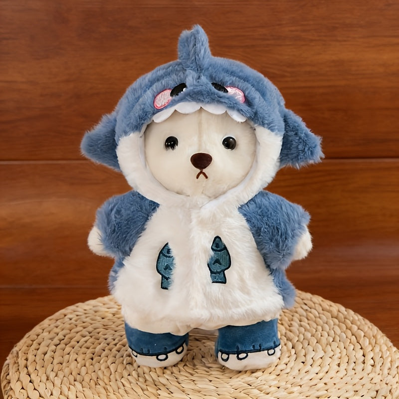 Cute White Teddy Bear Plush Toy with Blue and White Outfit | Soft Stuffed Doll with Coat and Shoes, Creative Gift, Home Decor, Game Filled Animal Series