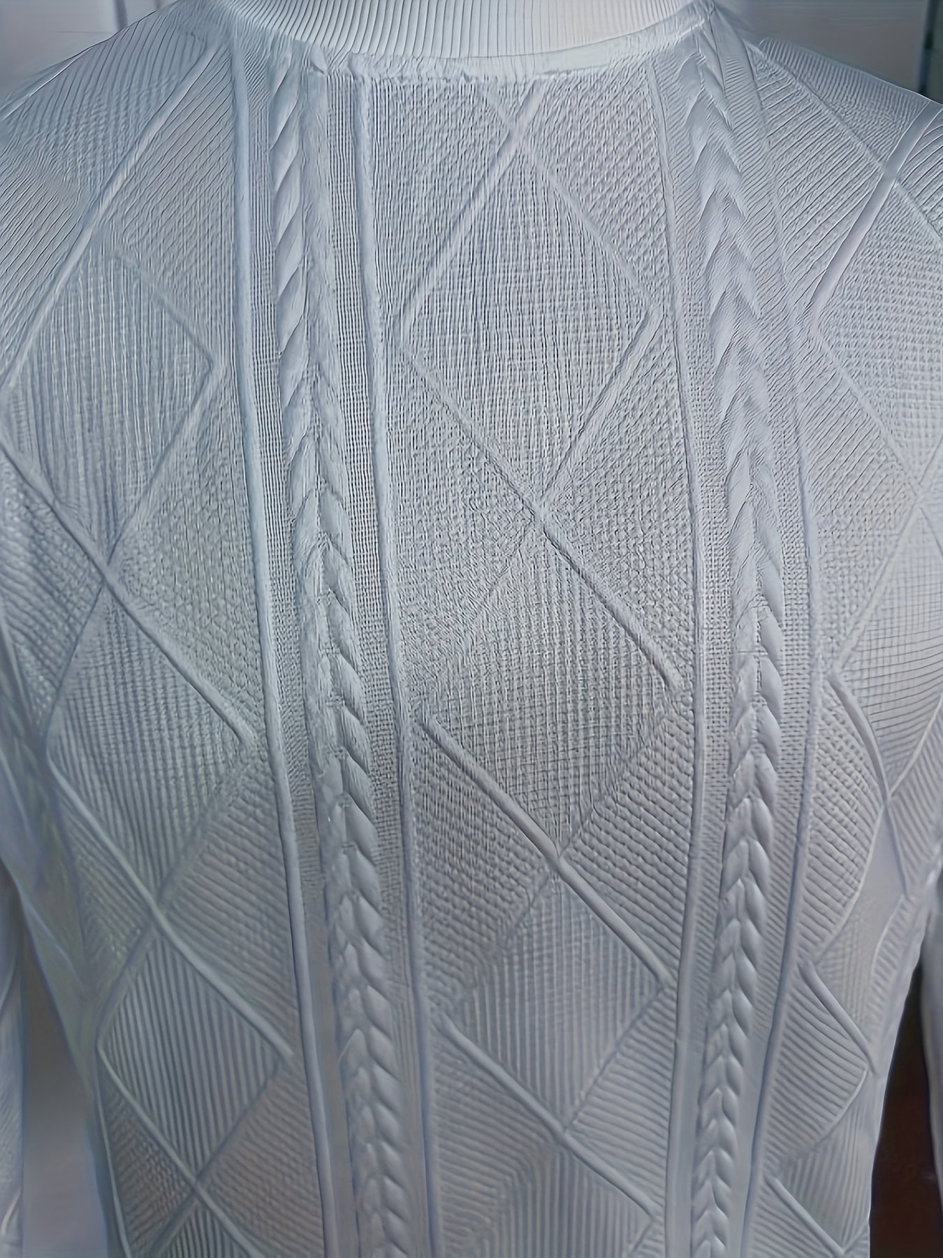 Men'S Thickened Three-Dimensional Square High-Neck Long-Sleeve Knit Sweater