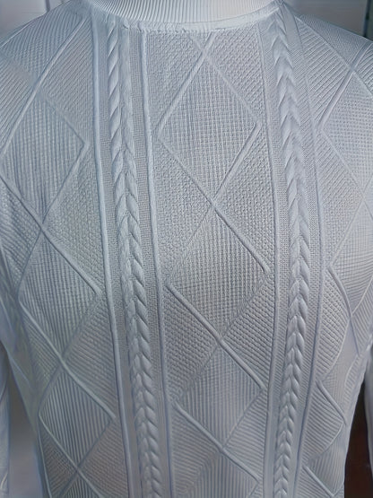 Men'S Thickened Three-Dimensional Square High-Neck Long-Sleeve Knit Sweater