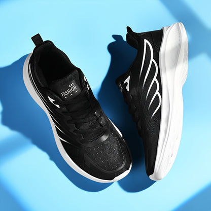 2025 New Arrival Men'S White  Red Sneakers - Breathable Mesh, Soft Bottom, Casual Sports Shoes for Running  Daily Wear, Casual Athletic Shoes   Modern Casual Shoes   Breathable Upper, Running Shoes