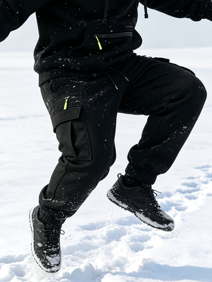 Men's Casual Hooded Tracksuit Set with Zipper Pockets