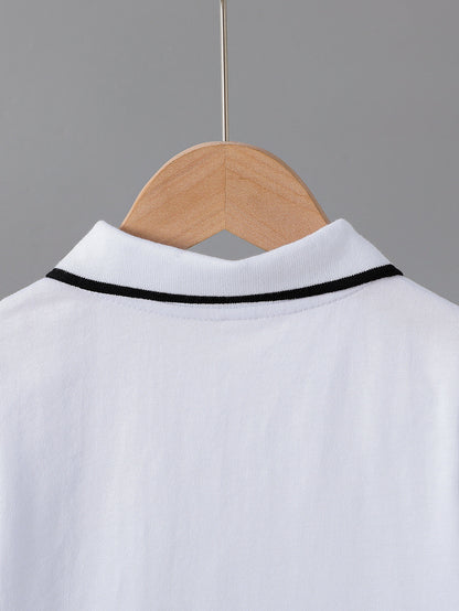Kids' Summer Cotton Polo Shirt with Geometric Print