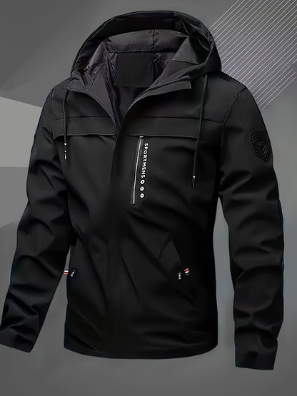 Men's Hooded Windproof Jacket for Spring and Fall Outdoor Sports