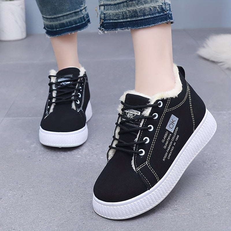 Women's Winter Snow Boots with -Like Collar & Plush Lining - Anti-Slip PVC Sole, Thick Warm Brown/Beige Synthetic Upper - s/ Compatible for Ice, Snow, Slush - Cold Weather Traction