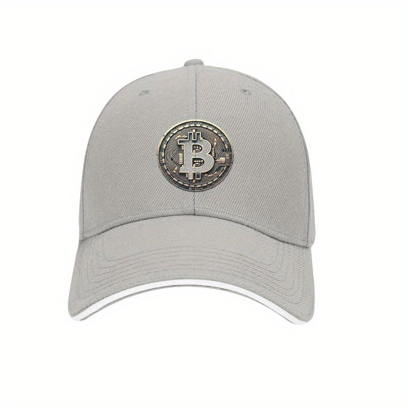 [Adventure Ready] Adjustable Bitcoin Logo Baseball Cap - Lightweight, Soft Polyester Dad Hat with White Accents, Ideal for Outdoor Activities, Fit, Outdoor Headwear | Sleek Cap Design | Durable Headgear