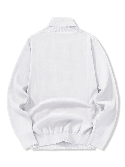 Men'S Solid Color Turtleneck Sweater, Highly Elastic, Stylish, Comfortable, And Warm Top, Suitable for Outdoor Wear in Autumn And Winter, Base Layer Sweater, Striped Knitted Turtleneck Sweater - Long Sleeve Pullover, Featurin