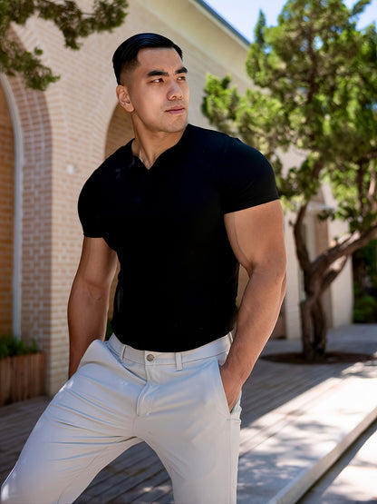 Men's Quick-Dry Gym T-Shirt - Muscle Crew Neck Workout Shirt, Stretch Athletic Tee for Weightlifting, Running, Training - Non-See-Through Muscle Builder Top (Hand Wash/Dry Clean) - Ideal for Gym  Casual Outfits, Gym Shirt, A