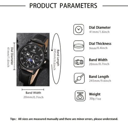Stylish Men's 3pcs Set: Quartz Watch, Glasses & Wallet - Faux Leather Strap, Alloy Case, Digital Dial - Perfect for Gifts & Casual Attire