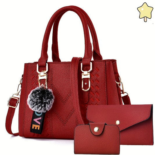 Women's Quilted PU Leather Crossbody Shoulder Bag - Black - ayq