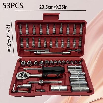 53 High-Cost-Performance Automotive Repair Tools! A Professional Toolbox That Provides a One-Stop Solution for Essential Components, Suitable for Basic Repairs And Routine Maintenance Across Various Vehicle Models. The Comple