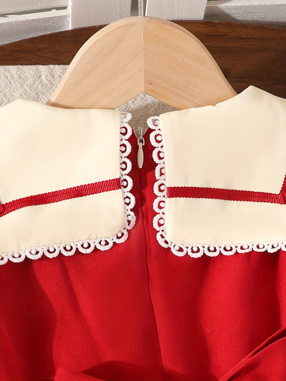 Loleta Girls' Princess Dress with Fleece Lining, Winter Maid for Little Girls, Party Outfit in College Style