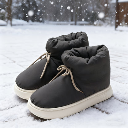 Men'S & Women'S Slip-On Snow Boots - Winter Warmth with Plush Lining, Soft Fabric Upper & Cushioned EVA Sole, Round Toe Short Ankle Boots for Indoor/Outdoor Use, Unisex Casual Footwear in Black/Gray/Navy Blue - All-Season Com