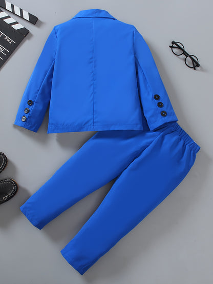 Boys' Solid Color Casual Suit Set for Spring and Autumn