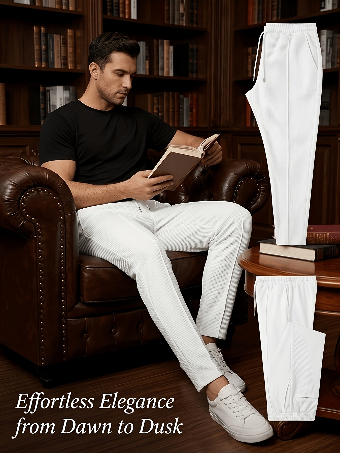 Men's Slim Fit Waffle Joggers with Elastic Waistband