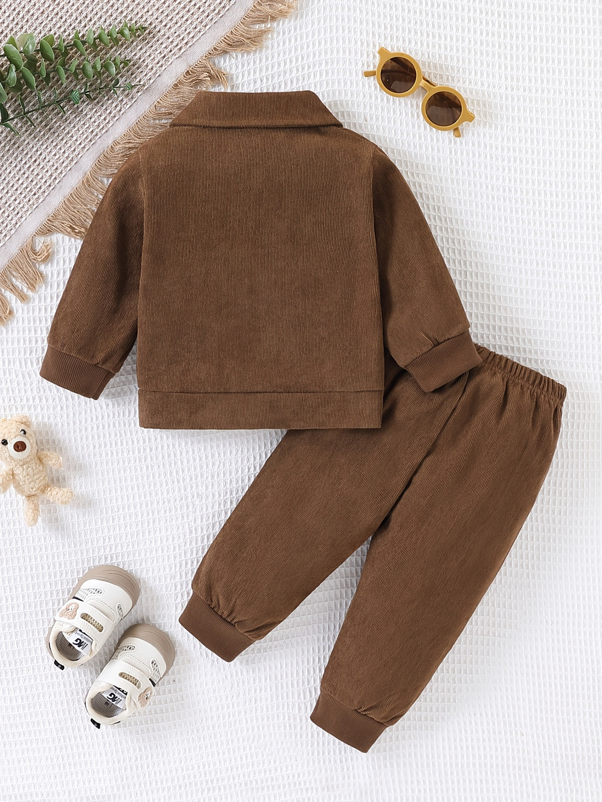 Toddler Boys' Corduroy Shirt Jacket and Pants Set for Spring/Fall - ayq
