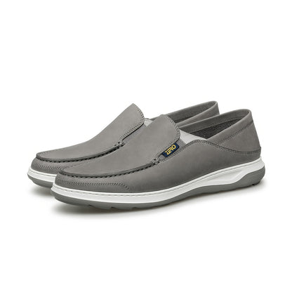 Men's Lightweight Leather Casual Loafers with Soft Heel Counter