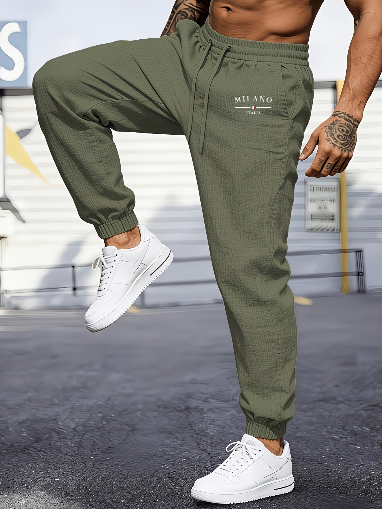 Men's Casual Linen Jogger Pants with Drawstring and Pockets