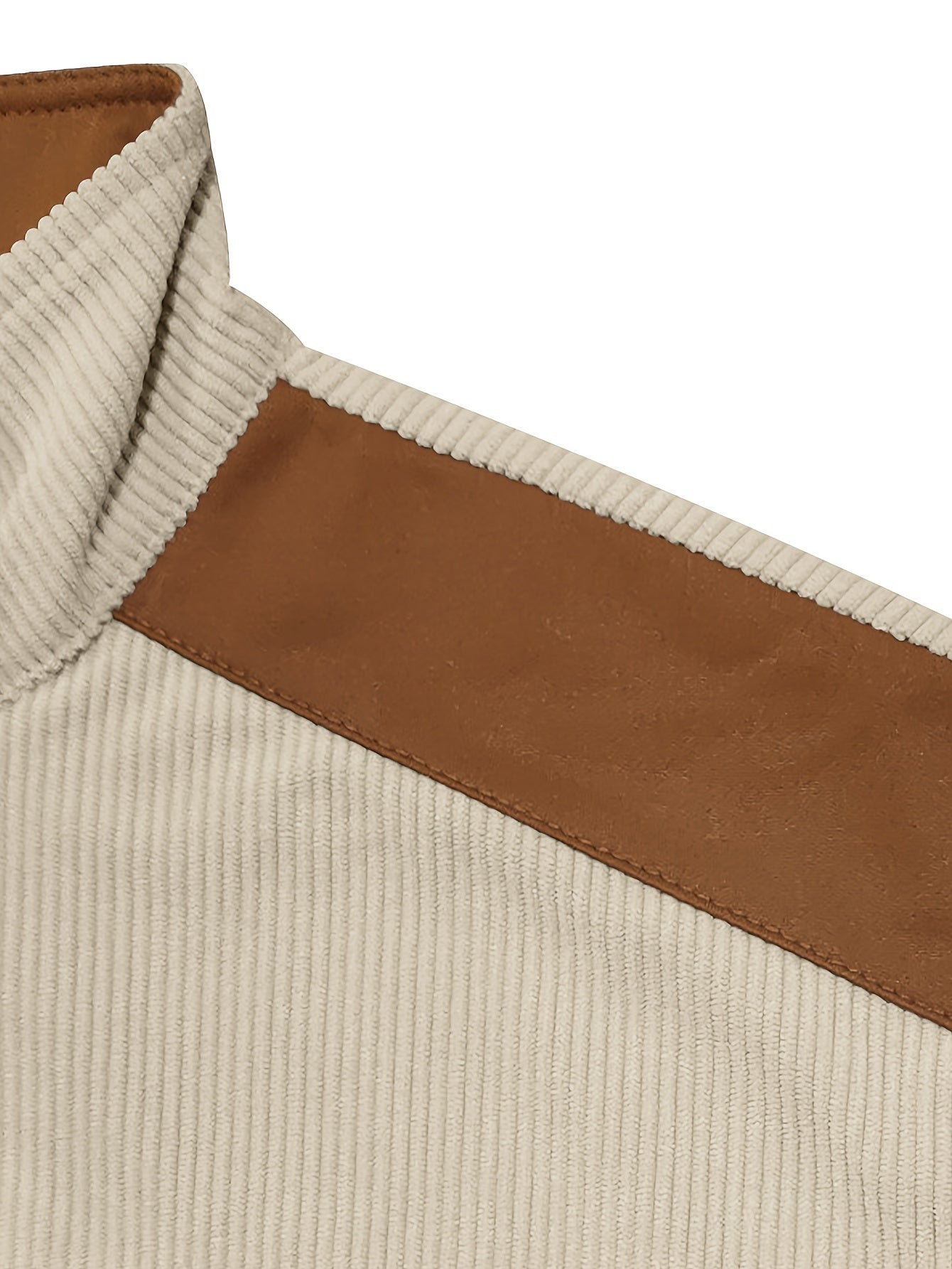 Men'S Long Sleeve Patchwork Fashion Warm Jacket, Corduroy Long Sleeve Warm Coat with Zipper Stand Collar Long Sleeve Casual Comfortable Autumn and Winter Style