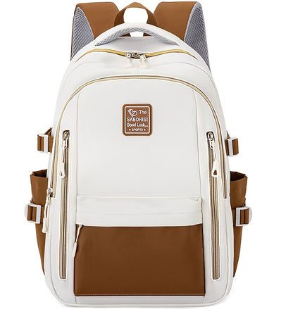 Visually Appealing Two-Tone Travel Backpack - Durable, Nylon, Lightweight with Adjustable Straps, Large Capacity School Bag for Students (No Charm), Casual Daypack Organized Storage Bag, Backpack for School