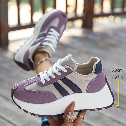 Women's Casual Low-Top Platform Sneakers with PVC Sole
