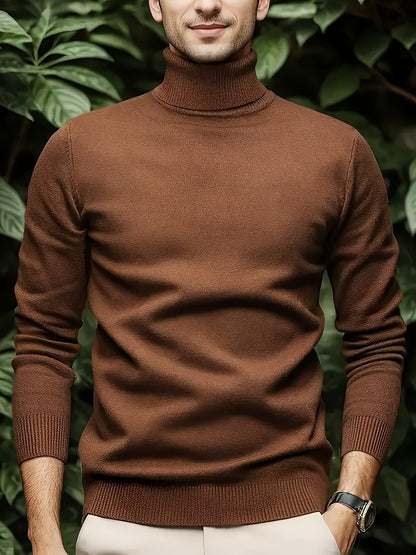 Men's Fall/Winter High Neck Viscose Sweater - Casual Skinny Fit