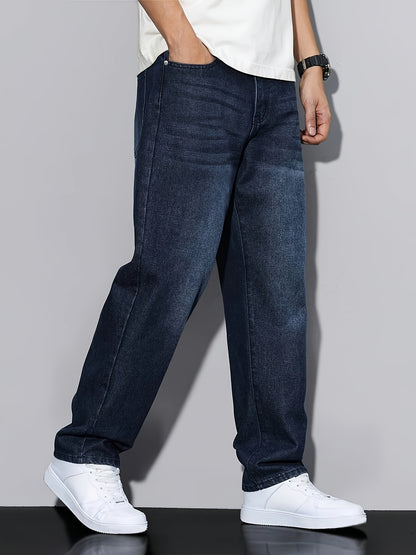 Teen Mid-Rise Straight-Leg Dark Blue Denim Jeans