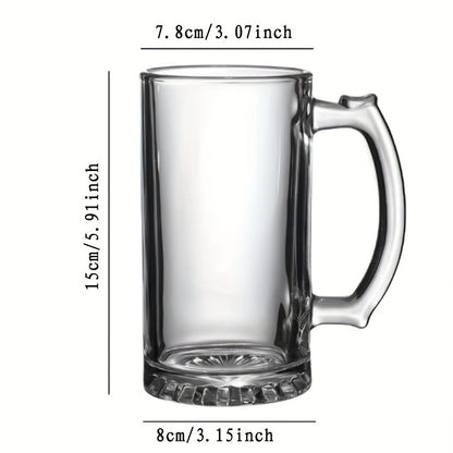 Football-Themed Engraved Glass Beer Mug with Handle