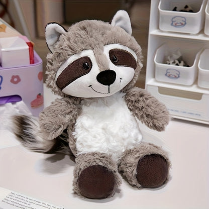 TINICOOCAT 25cm/9.84inch Kawaii Stuffed Animal Toys - Soft Plush Raccoon, Sloth, Red Panda & Fox Dolls with Cute Expressions, Jungle Animal Design, Light Brown/Deep Gray/Orange, Perfect Birthday Christmas Gift for Youngsters,