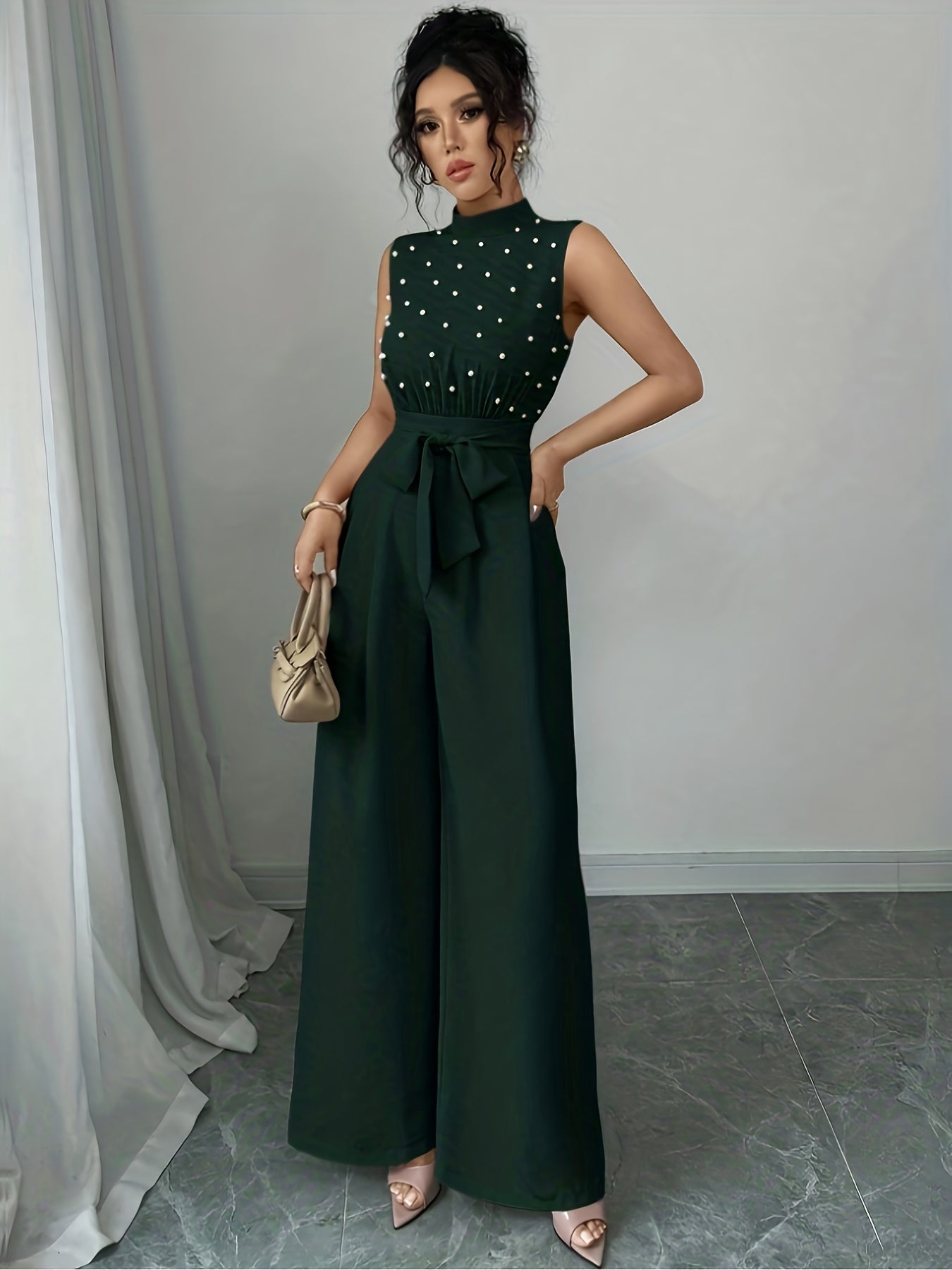 Sleeveless High-Neck Wide-Leg Jumpsuit