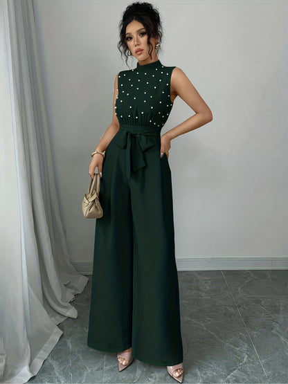 Sleeveless High-Neck Wide-Leg Jumpsuit