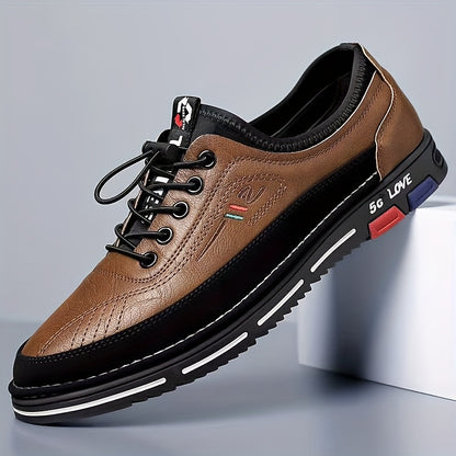 Men'S Stylish Black Loafers - Non-Slip PVC Sole, Lace-Up Casual  Business Shoes with Italian Flag Design, Round Toe, Fabric Lining for All-Season Wear, Versatile Footwear   Stylish Loafers   Durable PVC Sole
