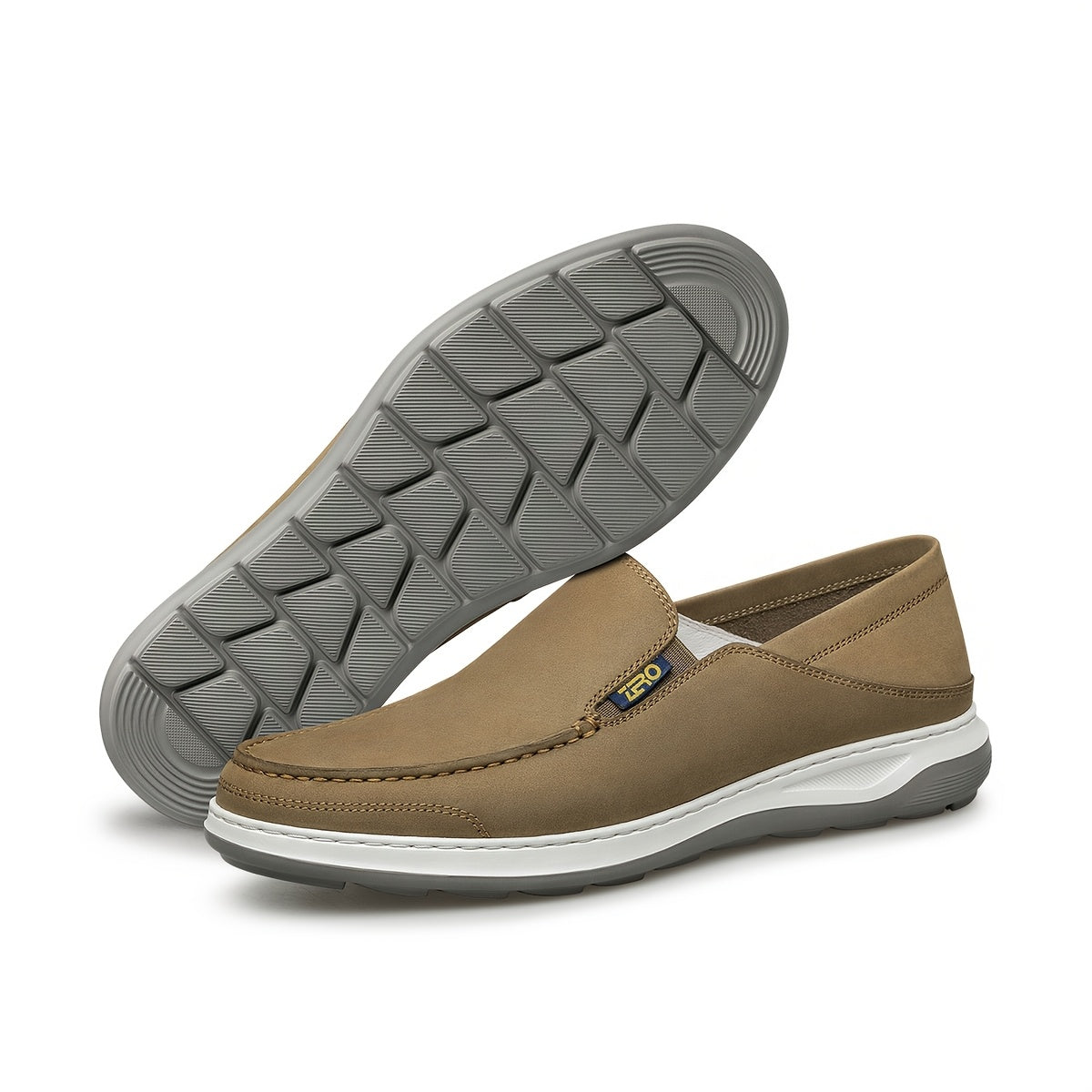 Men's Lightweight Leather Casual Loafers with Soft Heel Counter