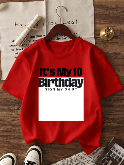Girls' 10th Birthday Short Sleeve Cotton T-Shirt Casual Style