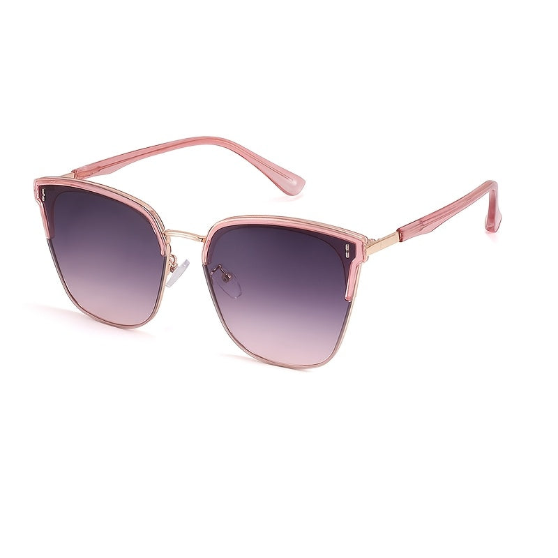 Men's & Women's Metal Half-Frame Rectangle Glasses with Brow Bar