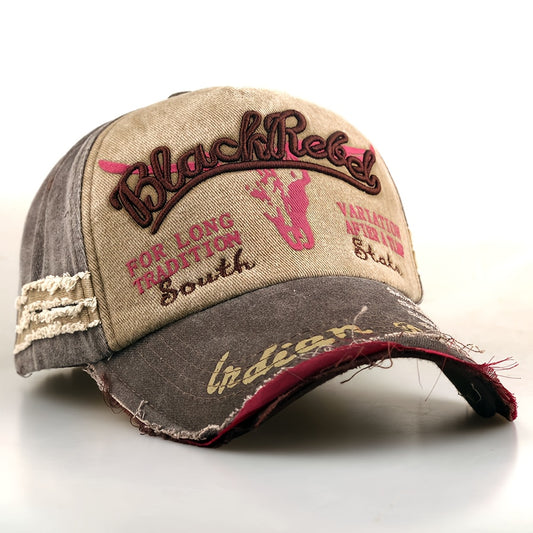 Unisex Distressed Embroidered Baseball Cap - Lightweight Polyester - ayq